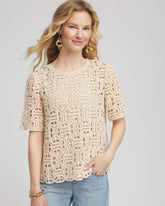 Chico's Clothing Short-Sleeve Crochet Top