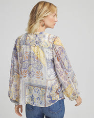 Chico's Clothing Artisanal Georgette Blouson-Sleeve Blouse