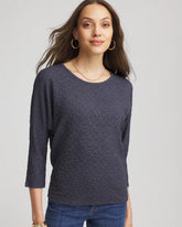 Chico's Clothing Textured Denim-Motif Tapered-Hem Top