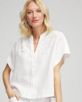 Chico's Clothing Embroidered Dolman Sleeved Linen Blouse