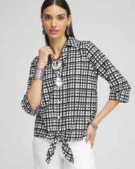 Chico's Clothing No Iron™ Plaid Tie-Front Top