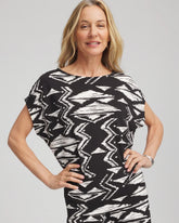 Chico's Clothing Travelers™ Crinkled Knit Geo-Print Top