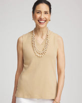 Chico's Clothing Sleeveless V-Neck Button Tank