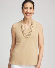 Chico's Clothing Sleeveless V-Neck Button Tank