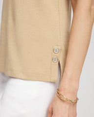 Chico's Clothing Sleeveless V-Neck Button Tank