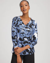 Chico's Clothing Pima Cotton Floral 3/4 Sleeve Tee
