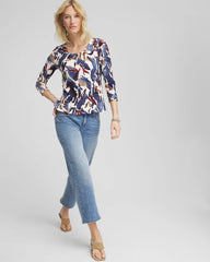 Chico's Clothing Printed Textured Scoopneck Cardigan