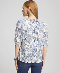 Chico's Clothing Snakeskin Print Crinkle Elbow Sleeve Tee