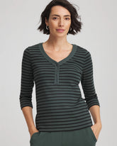 Chico's Clothing Zenergy® Ribbed Striped Henley Tee
