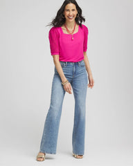 Chico's Clothing Touch of Cool™ Crochet Lace Square-Neck Tee