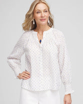 Chico's Clothing Smocked Split-neck Blouse