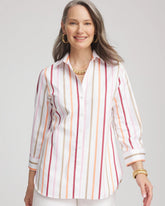 Chico's Clothing No Iron™ Striped Stretch-Sateen Shirt