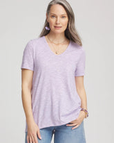 Chico's Clothing Polka-Dot Short Sleeve Forward Seam Tee