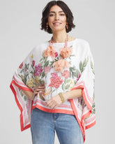 Chico's Clothing Wildflower Crepe Boatneck Poncho