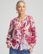 Chico's Clothing Abstract Ruffles Crinkle Blouse