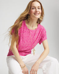 Chico's Clothing Touch of Cool™ Cheetah Ruched Banded Hem Top