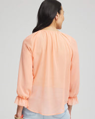 Chico's Clothing Georgette Sheer Ruffle Blouse