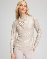 Chico's Clothing Sequin Funnel Neck Tee