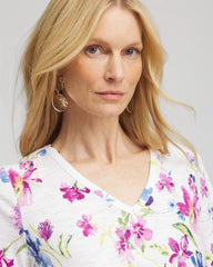 Chico's Clothing Wildflower Slub V-Neck Tee