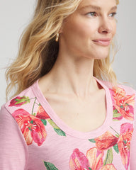 Chico's Clothing Floral 3/4 Sleeve Tee