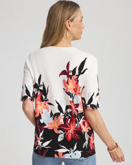 Chico's Clothing Floral Print Crewneck Sweater