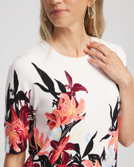 Chico's Clothing Floral Print Crewneck Sweater