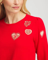 Chico's Clothing V-Day Embroidered Heart Pullover