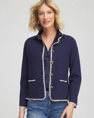 Chico's Clothing Blanket Stitch Crewneck Cardigan