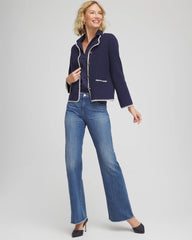 Chico's Clothing Blanket Stitch Crewneck Cardigan