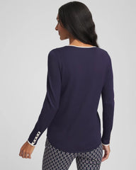 Chico's Clothing Ella Tipped V-Neck Pullover Sweater