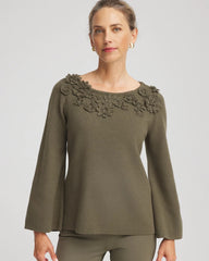 Chico's Clothing Appliqué Flared-Sleeve Sweater