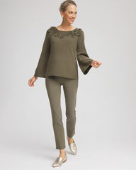 Chico's Clothing Appliqué Flared-Sleeve Sweater