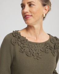 Chico's Clothing Appliqué Flared-Sleeve Sweater