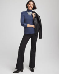 Chico's Clothing Ella Button Cuff Turtleneck Sweater