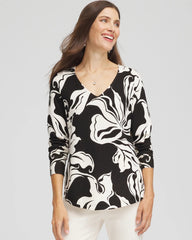 Chico's Clothing Ella Printed V-Neck Sweater