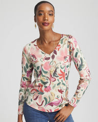 Chico's Clothing Ella V-Neck Floral Pullover Sweater