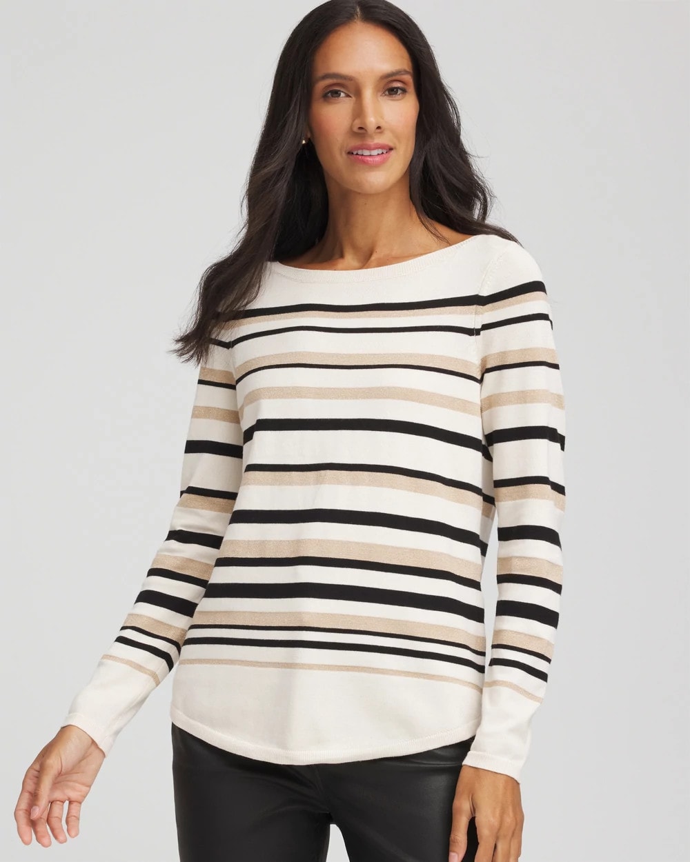 Chico's Clothing Ella Stripe Boatneck Sweater