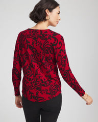 Chico's Clothing Ella Printed V-Neck Sweater