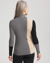 Chico's Clothing Ella Colorblock Intarsia Turtleneck Sweater