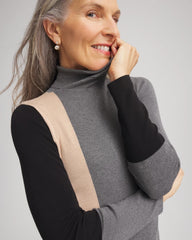 Chico's Clothing Ella Colorblock Intarsia Turtleneck Sweater