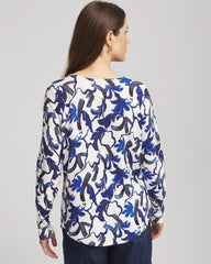Chico's Clothing Ella V-Neck Blue-Petals Pullover Sweater
