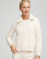 Chico's Clothing Fur Trim Moto Cardigan