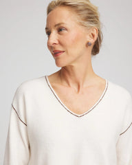 Chico's Clothing Contrast Stitch V-Neck Sweater