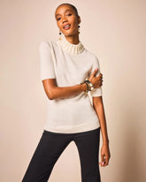 Chico's Clothing Cashmere Pearl Mockneck Sweater