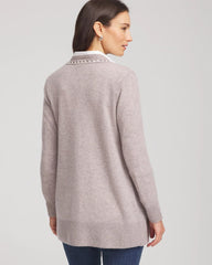 Chico's Clothing Cashmere Pearl-Trim Cardigan