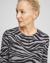Chico's Clothing Cashmere Zebra Long-Sleeve Pullover Sweater