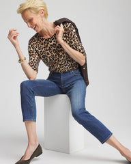 Chico's Clothing Cashmere Animal Elbow-Sleeve Pullover