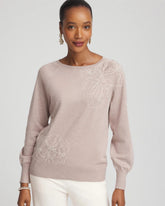 Chico's Clothing Embroidered Pull-Over Boatneck Sweater