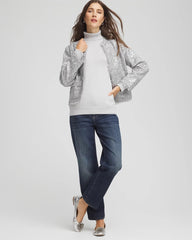 Chico's Clothing Metallic Turtleneck Pullover Sweaters