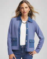 Chico's Clothing Denim Colorblock Marl Shirt Jacket